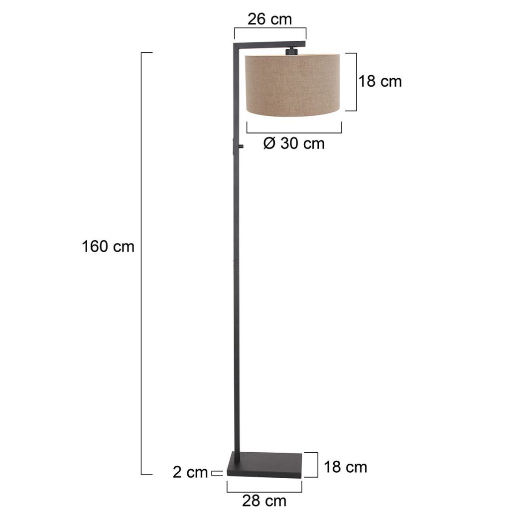 Zwarte vloerlamp met beige kap Steinhauer Stang - Afbeelding 6