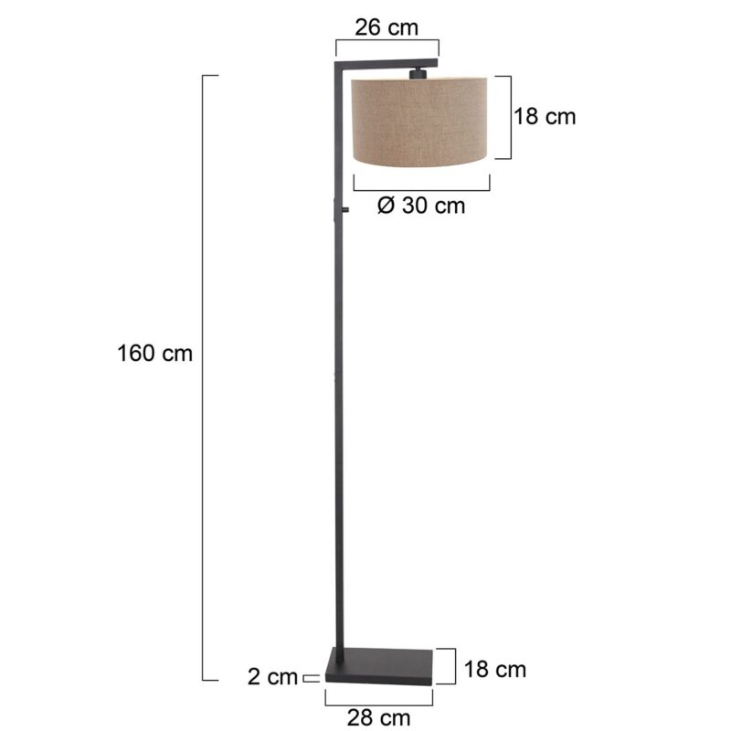 Zwarte vloerlamp met beige kap Steinhauer Stang - Afbeelding 6