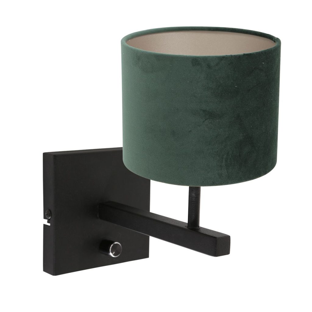 Zwarte wandlamp met groene kap Steinhauer Stang - Afbeelding 2