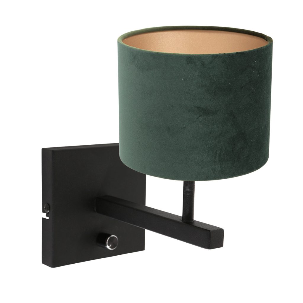 zwarte-wandlamp-met-groene-kap-steinhauer-stang-8174zw