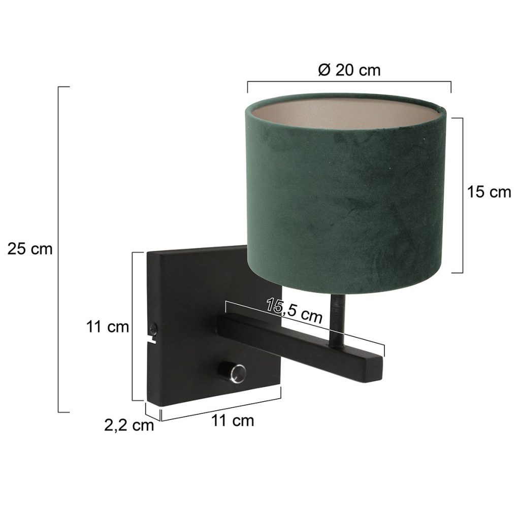 Zwarte wandlamp met groene kap Steinhauer Stang - Afbeelding 6