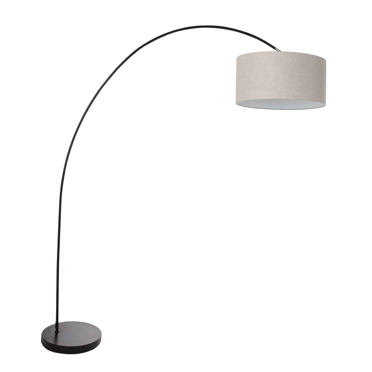 booglamp-solva-3898zw-zwart-met-een-grijs-linnen-lampenkap-vloerlamp-mexlite-solva-grijs-en-zwart-3898zw