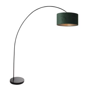 booglamp-solva-3899zw-zwart-met-een-groen-fluwelen-lampenkap-vloerlamp-mexlite-solva-groen-en-zwart-3899zw