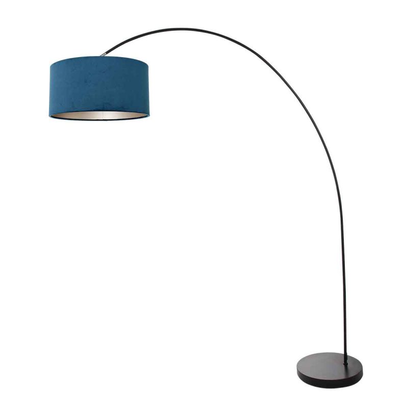 booglamp-solva-3900zw-zwart-met-een-blauw-fluwelen-lampenkap-vloerlamp-mexlite-solva-blauw-en-zwart-3900zw-1