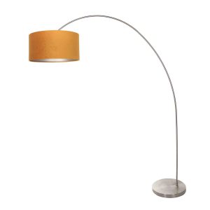 booglamp-solva-3910st-staal-met-een-goudkleurige-fluwelen-lampenkap-vloerlamp-mexlite-solva-goud-en-staal-3910st-1