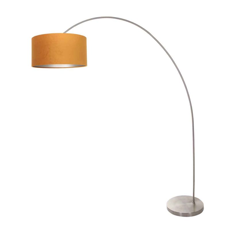 booglamp-solva-3910st-staal-met-een-goudkleurige-fluwelen-lampenkap-vloerlamp-mexlite-solva-goud-en-staal-3910st-1