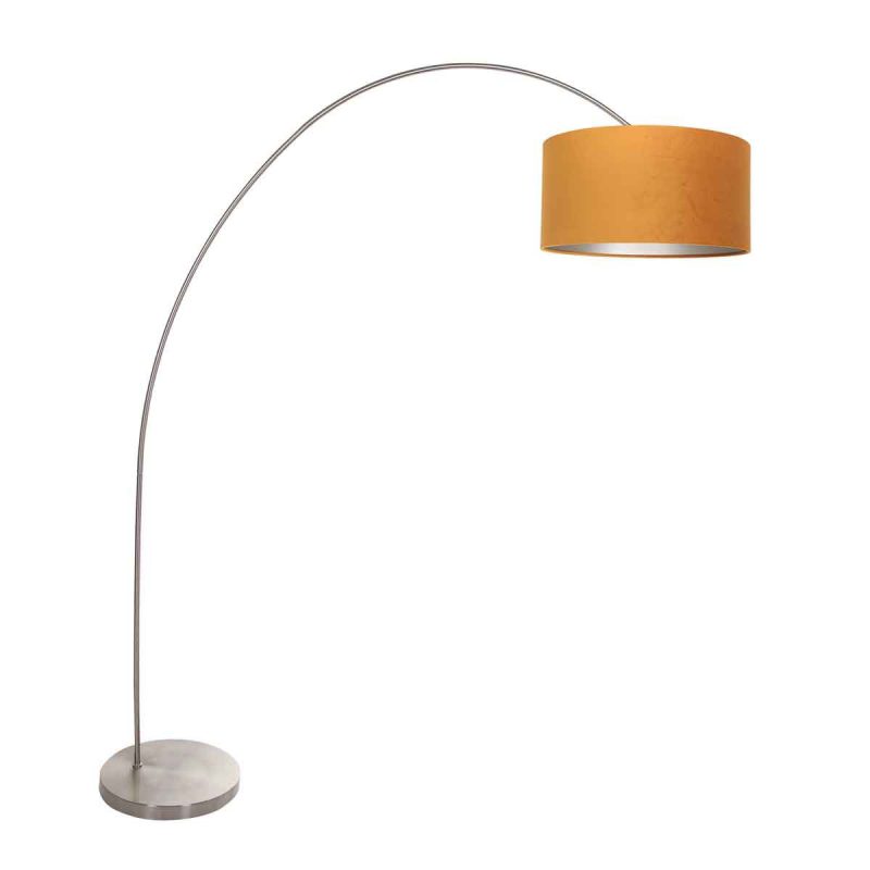 booglamp-solva-3910st-staal-met-een-goudkleurige-fluwelen-lampenkap-vloerlamp-mexlite-solva-goud-en-staal-3910st