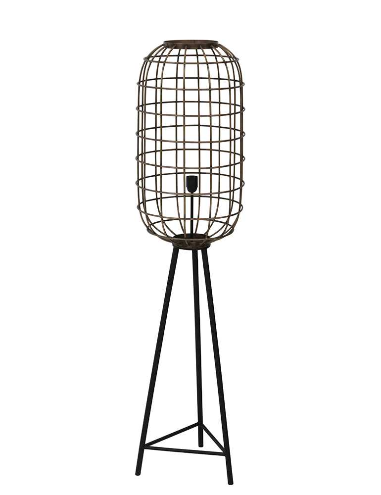 Driepoot kooi vloerlamp Light & Living Toah zwart