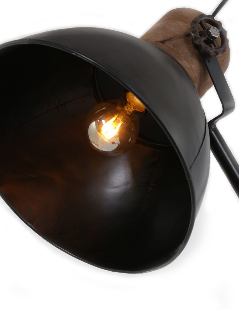 Industriële vloerlamp met houten details Light & Living Jody zwart - Afbeelding 7
