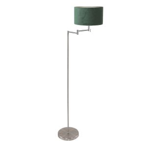 staalkleurige-vloerlamp-bella-3880st-met-groen-velours-kap-vloerlamp-mexlite-bella-groen-en-staal-3880st