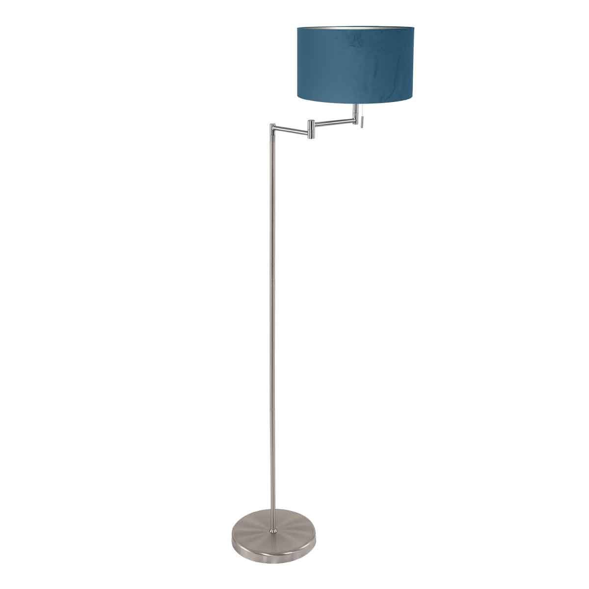 staalkleurige-vloerlamp-bella-3881st-met-blauwe-velours-kap-vloerlamp-mexlite-bella-blauw-en-staal-3881st