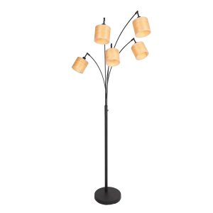 vloerlamp-bambus-3671zw-zwart-5-lichts-met-houten-kapjes-vloerlamp-steinhauer-bambus-hout-en-zwart-3671zw-1