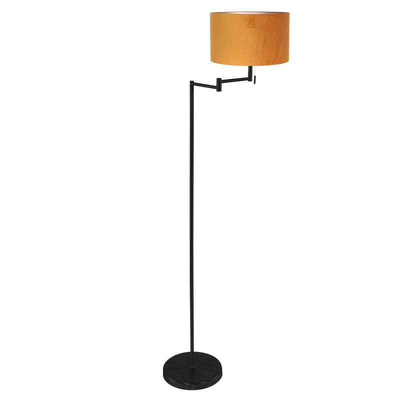 vloerlamp-bella-3887zw-met-gele-fluweelachtige-lampenkap-vloerlamp-mexlite-bella-goud-en-zwart-3887zw-1