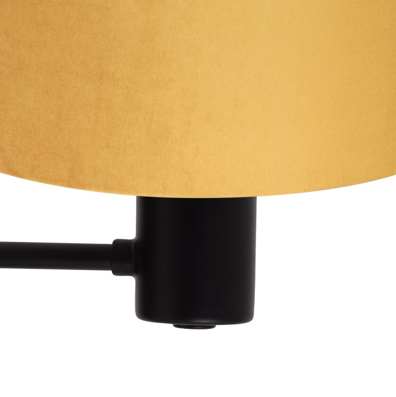 Wandlamp met okergele kap en leeslamp Light & Living Montana zwart - Afbeelding 2