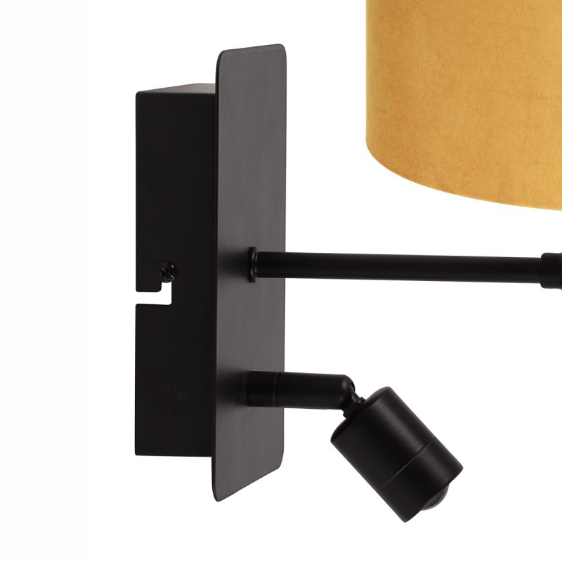 Wandlamp met okergele kap en leeslamp Light & Living Montana zwart - Afbeelding 4