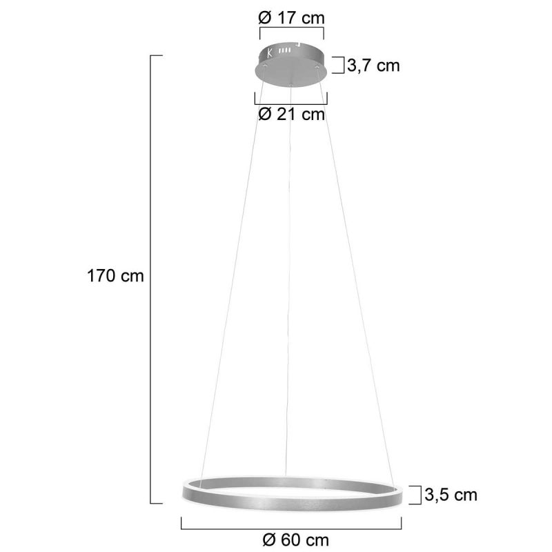 Moderne staalkleurige metalen hanglamp Steinhauer Ringlux - Afbeelding 2