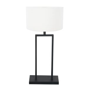 industriële-zwarte-tafellamp-met-witte-lampenkap-steinhauer-stang-3855zw