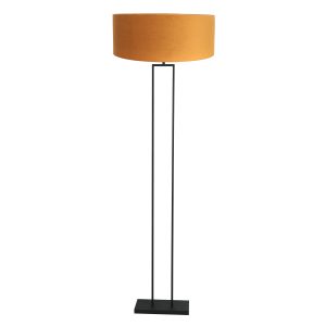 industriële-zwarte-vloerlamp-met-oranje-lampenkap-steinhauer-stang-3848zw