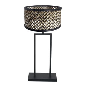moderne-zwarte-tafellamp-met-rieten-lampenkap-steinhauer-stang-3856zw