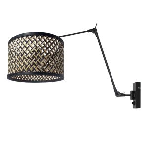 moderne-zwarte-wandlamp-met-rieten-kap-steinhauer-prestige-chic-3794zw-1