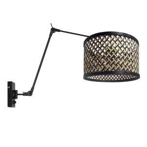 moderne-zwarte-wandlamp-met-rieten-kap-steinhauer-prestige-chic-3794zw