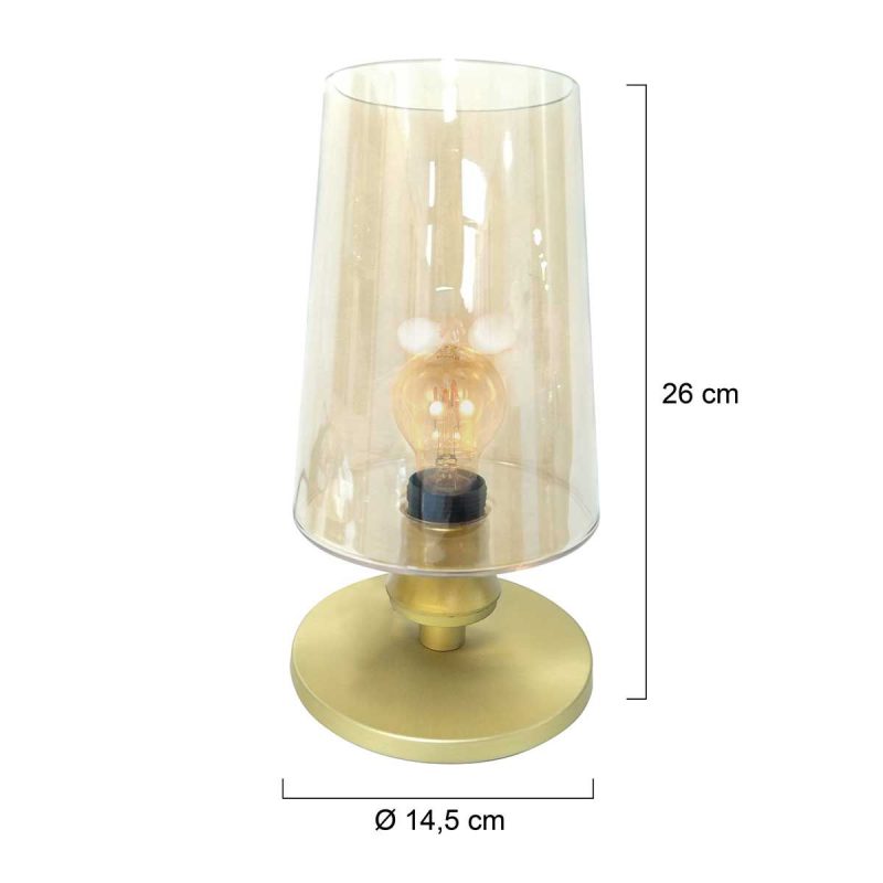 Ronde glazen tafellamp messing Steinhauer Ancilla - Afbeelding 3