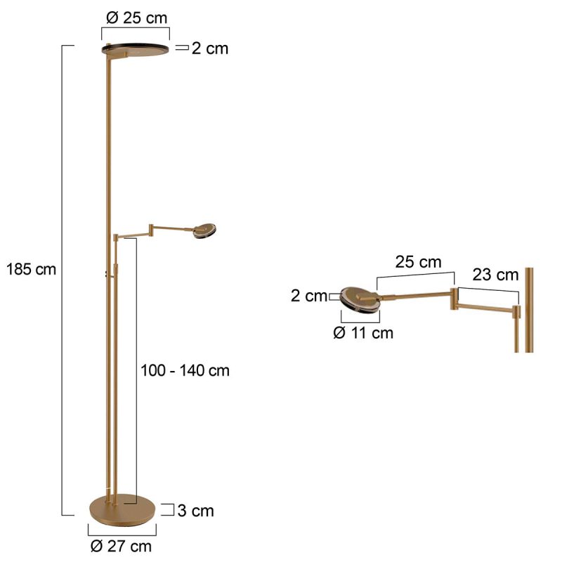 Klassieke bronzen metalen vloerlamp Steinhauer Turound - Afbeelding 3