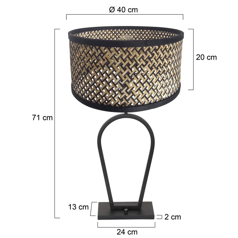Zwarte design tafellamp met rieten lampenkap Steinhauer Stang - Afbeelding 7