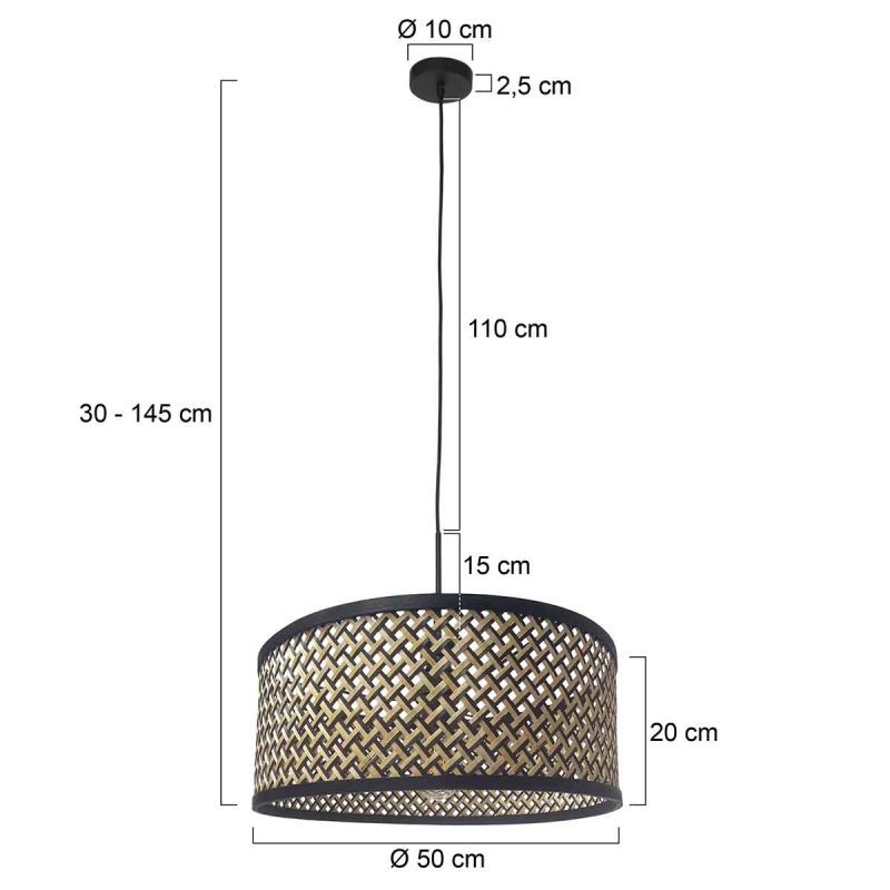 Zwarte hanglamp met rieten kap Steinhauer Sparkled light - Afbeelding 7