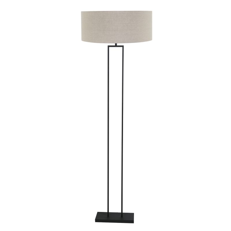 zwarte-moderne-vloerlamp-met-beige-lampenkap-steinhauer-stang-3852zw