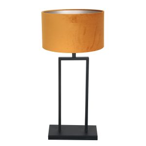 zwarte-tafellamp-met-oranje-lampenkap-steinhauer-stang-3859zw