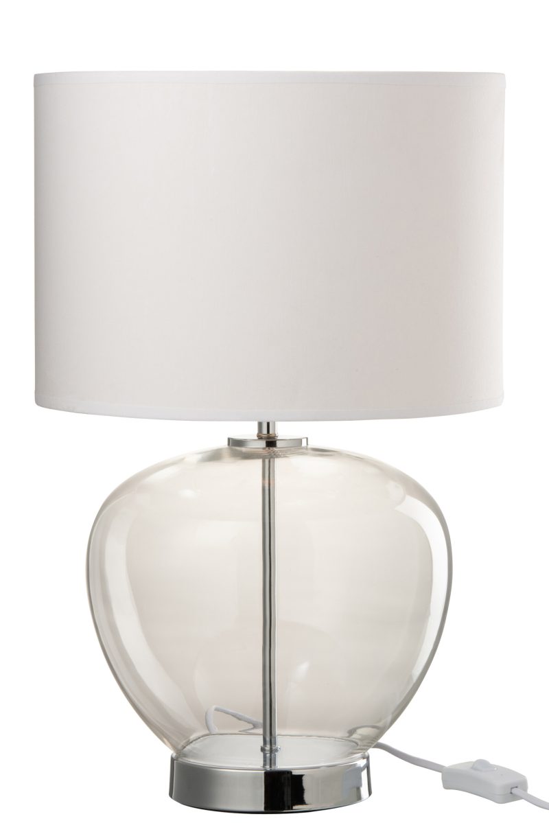 Moderne witte tafellamp glazen voet Jolipa Xena