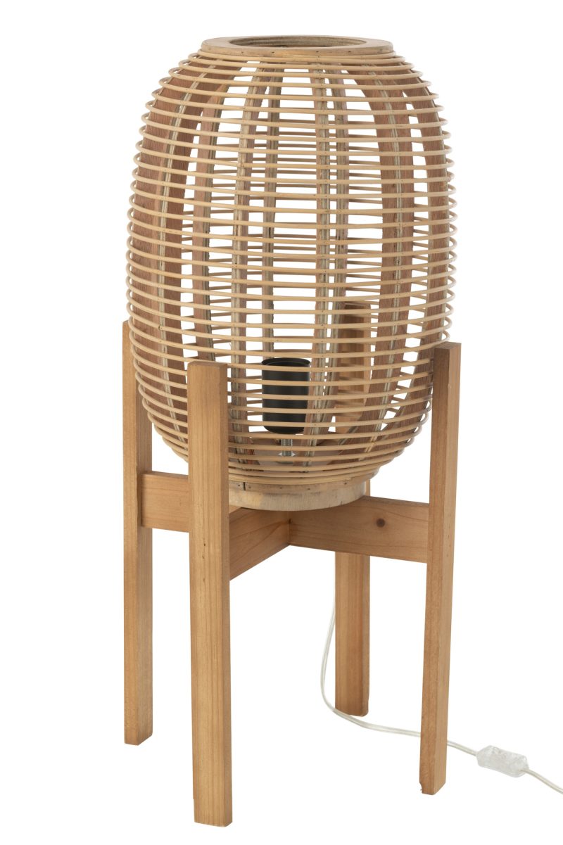 Natuurlijke houten tafellamp op standaard Jolipa Quinty