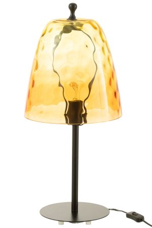 Retro tafellamp geel glas Jolipa Oceane