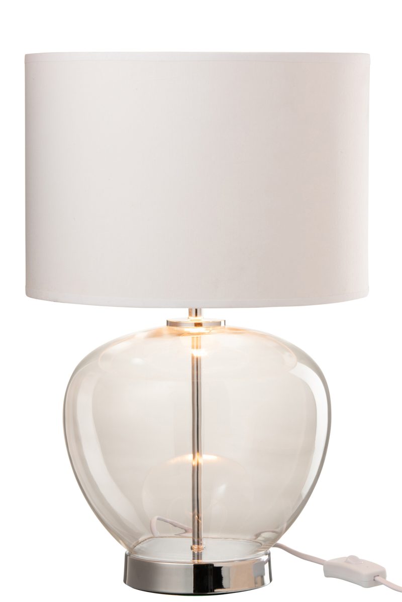 Moderne witte tafellamp glazen voet Jolipa Xena - Afbeelding 2