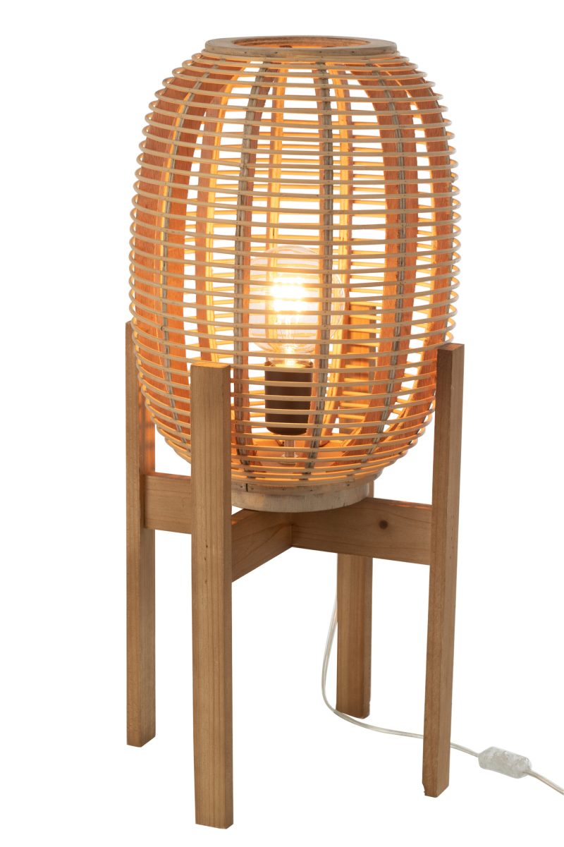 Natuurlijke houten tafellamp op standaard Jolipa Quinty - Afbeelding 2
