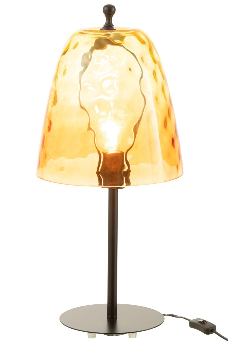 Retro tafellamp geel glas Jolipa Oceane - Afbeelding 2