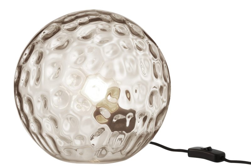 Retro bruine tafellamp rookglas Jolipa Bollie - Afbeelding 2