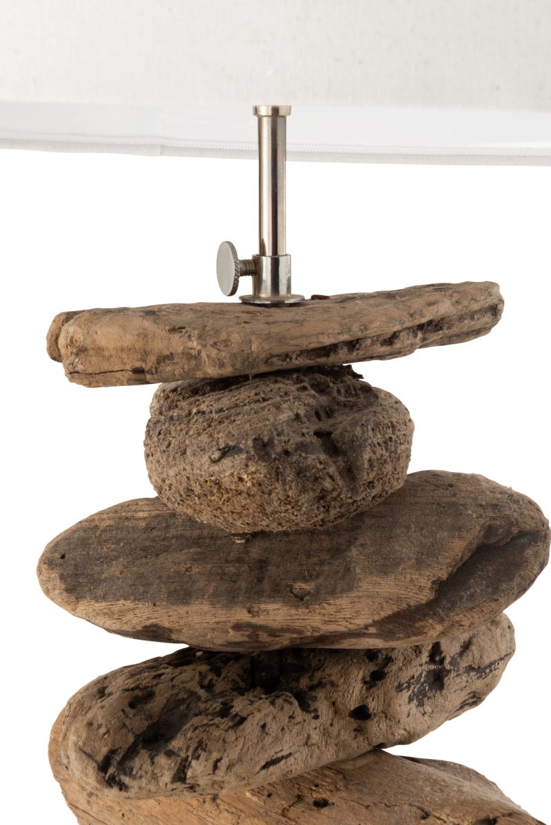 Natuurlijke beige vloerlamp houten voet Jolipa Driftwood - Afbeelding 4
