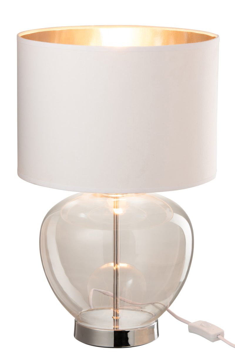 Moderne witte tafellamp glazen voet Jolipa Xena - Afbeelding 4