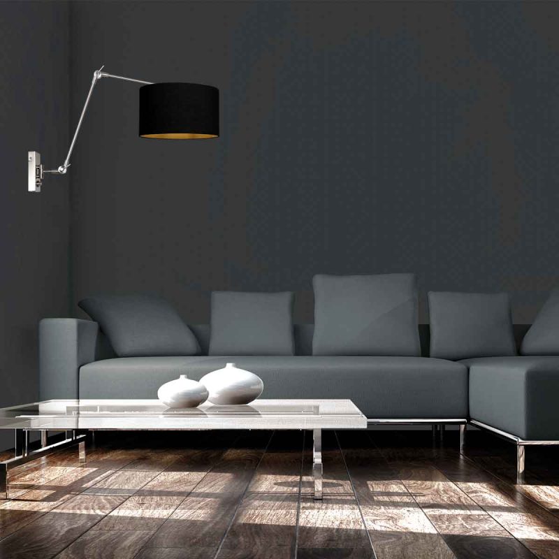 Moderne metalen stoffen wandlamp Steinhauer Prestige chic - Afbeelding 3
