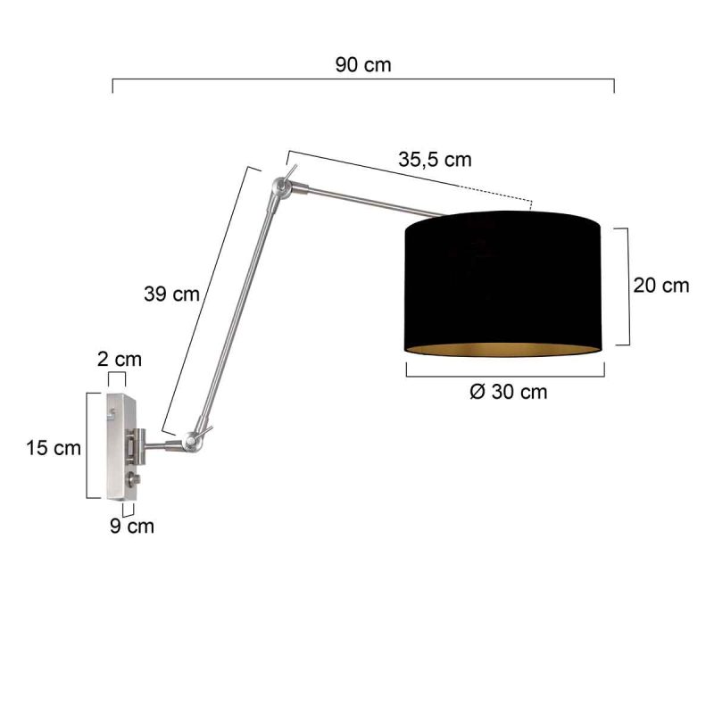 Moderne metalen stoffen wandlamp Steinhauer Prestige chic - Afbeelding 7