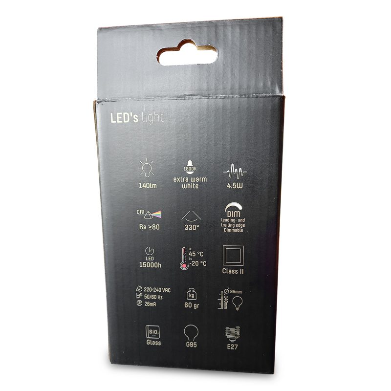 Dimbare balvormige lichtbron met rookglas E27 Mexlite - Afbeelding 3