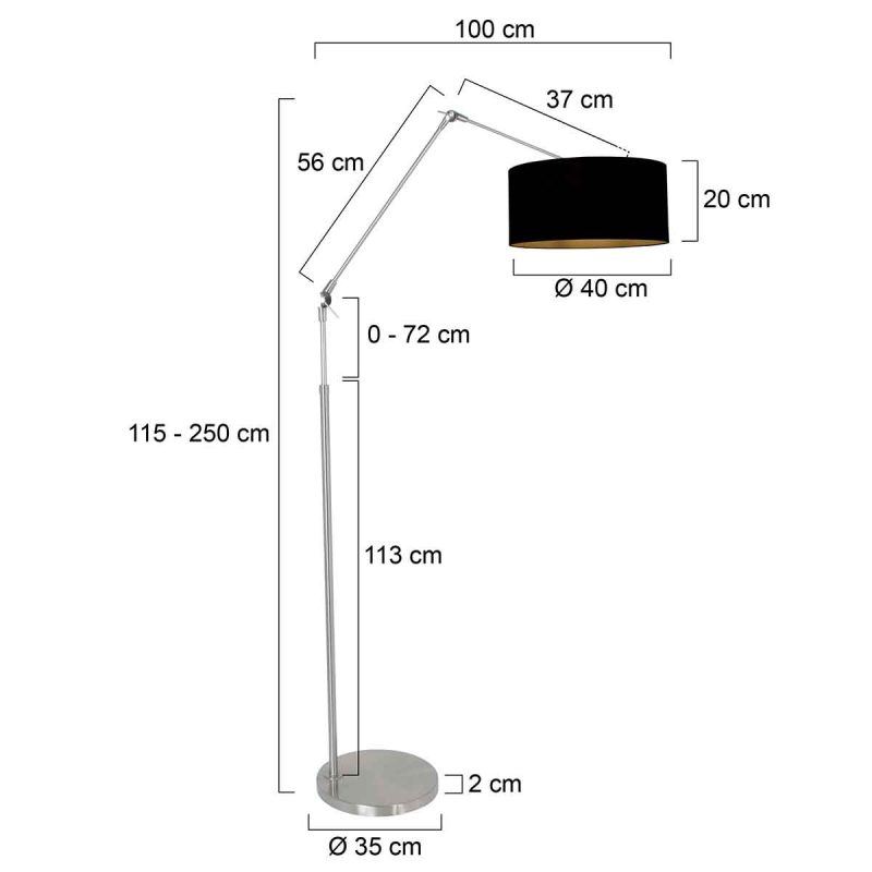 Grijze verstelbare vloerlamp Steinhauer Prestige chic - Afbeelding 6