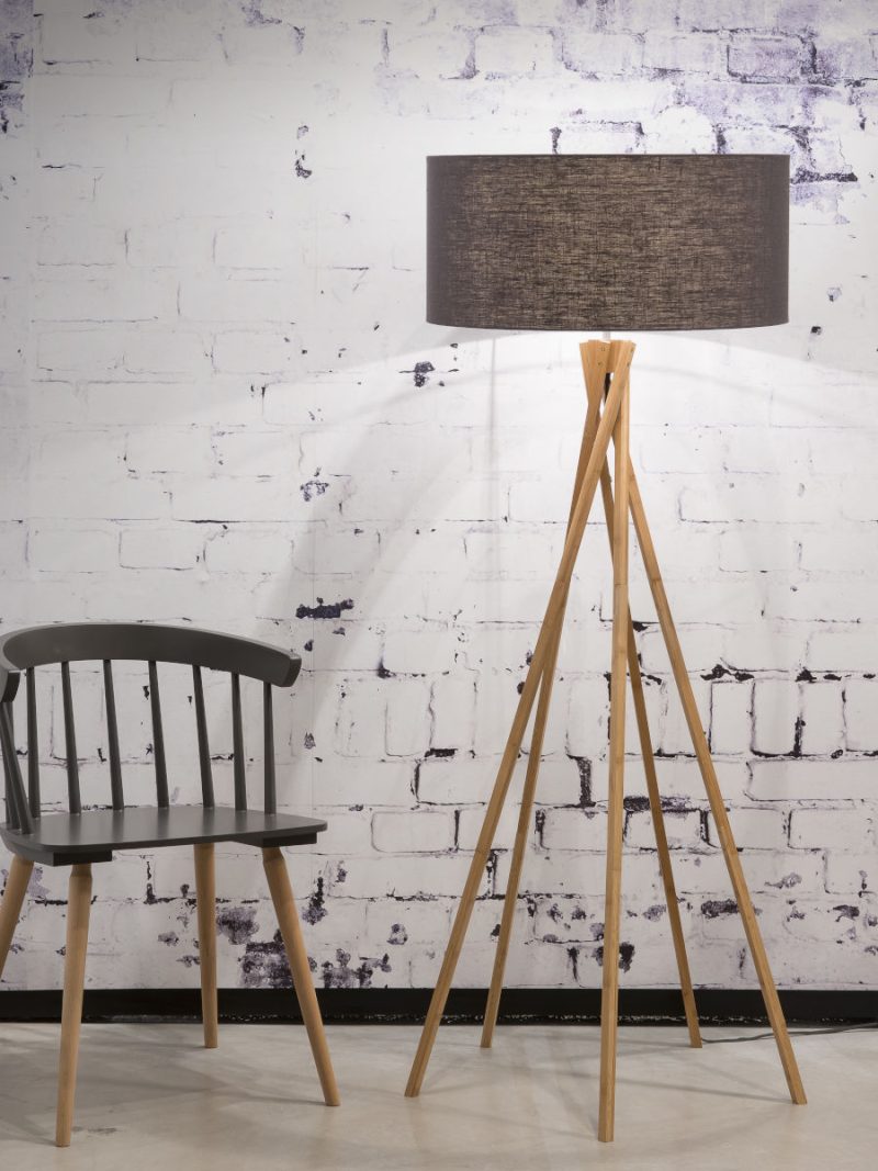 Bamboe bohemian vloerlamp grijs linnen GOOD&MOJO Kilimanjaro - Afbeelding 2