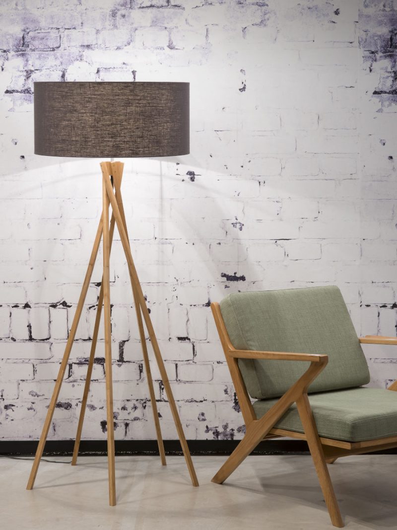 Bamboe bohemian vloerlamp grijs linnen GOOD&MOJO Kilimanjaro - Afbeelding 4