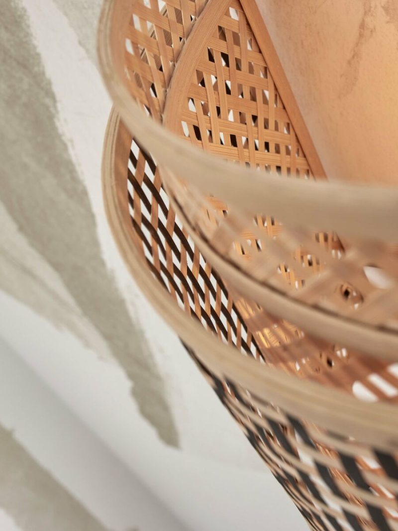Bamboe bohemian wandlamp naturel zwart GOOD&MOJO Bhutan - Afbeelding 3