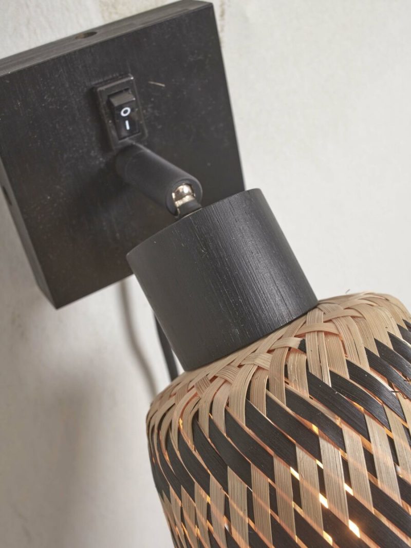 Bamboe bohemian wandlamp naturel zwart GOOD&MOJO Java - Afbeelding 4