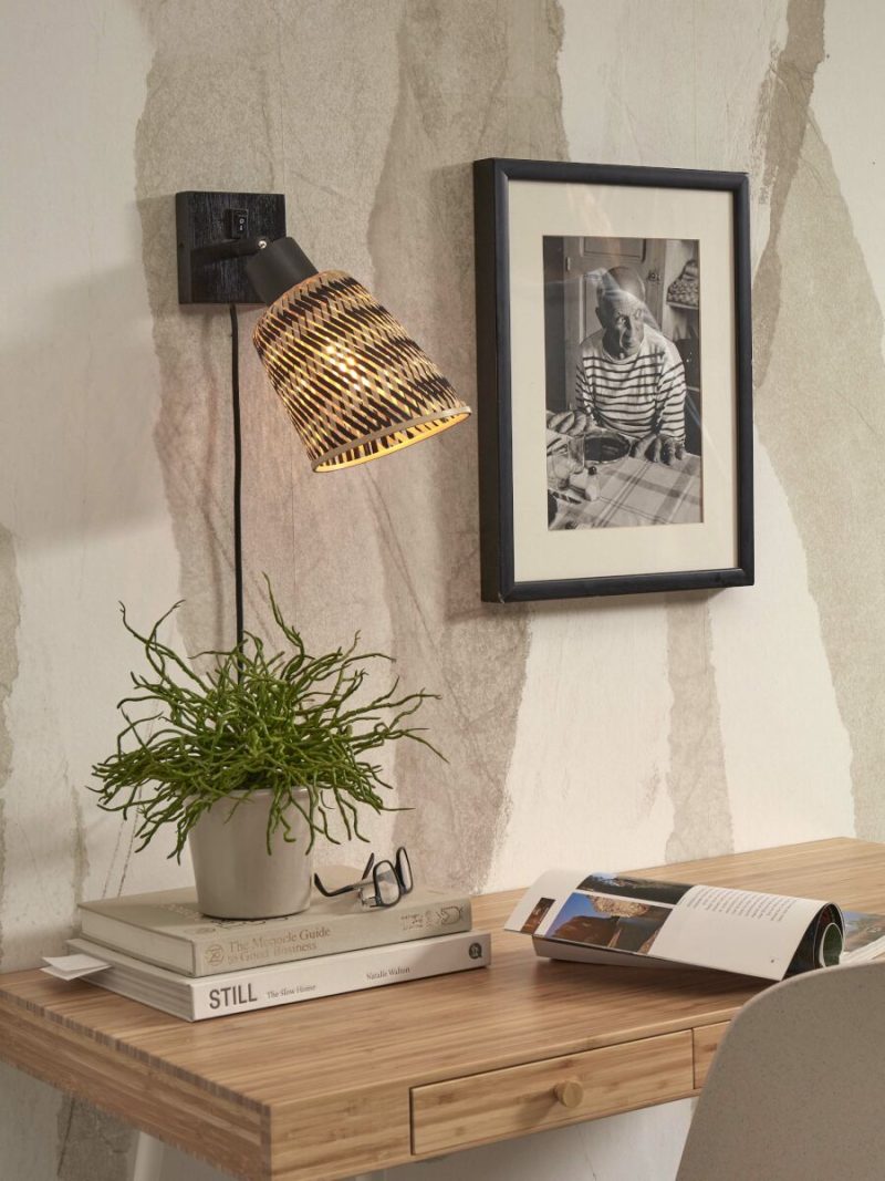 Bamboe bohemian wandlamp naturel zwart GOOD&MOJO Java - Afbeelding 5