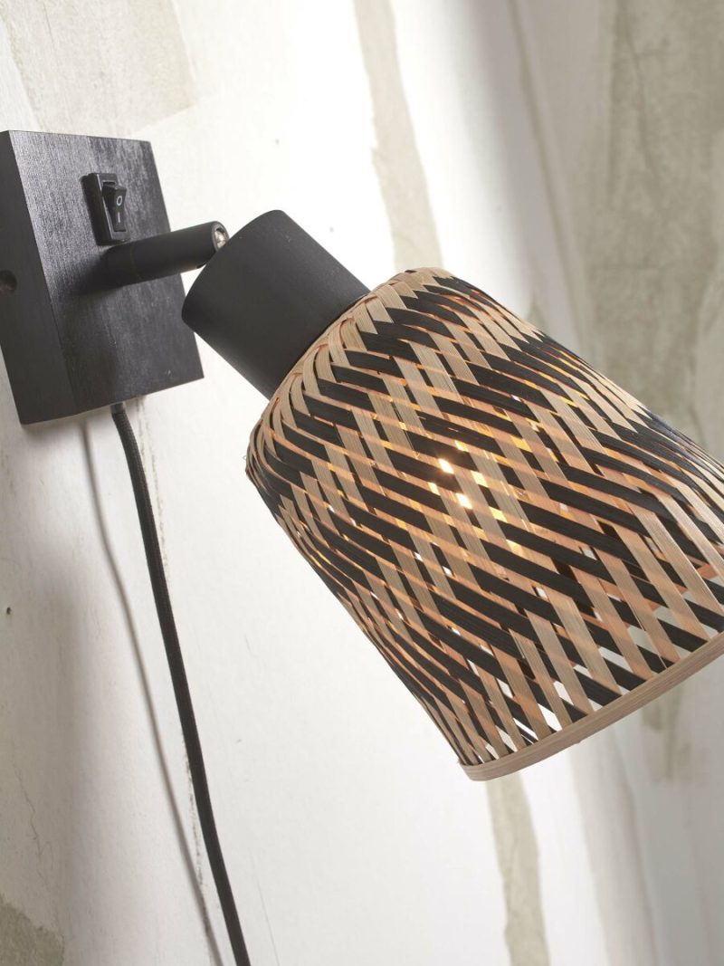 Bamboe bohemian wandlamp naturel zwart GOOD&MOJO Java - Afbeelding 6
